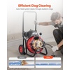 image:imageVEVOR Drain Cleaner Machine 50 FT x 38 Inch Auto Feed Sewer Snake Auger on Wheels Portable Drain Cleaning Machine with 4 Cutters amp Airactivated Foot Switch for 2 to 4 Pipes75 FT x 38
