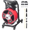 image:imageVEVOR Drain Cleaner Machine 50FT x 12 Inch Manual Feed Sewer Snake Auger  with 4 Cutters amp Airactivated Foot Switch for 2 to 4 Pipes50 FT x 12 with Wheels