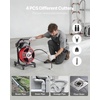image:imageVEVOR Drain Cleaner Machine 50FT x 12 Inch Manual Feed Sewer Snake Auger  with 4 Cutters amp Airactivated Foot Switch for 2 to 4 Pipes50 FT x 12 with Wheels
