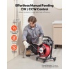 image:imageVEVOR Drain Cleaner Machine 50FT x 12 Inch Manual Feed Sewer Snake Auger  with 4 Cutters amp Airactivated Foot Switch for 2 to 4 Pipes50 FT x 12 with Wheels