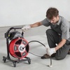 image:imageVEVOR Drain Cleaner Machine 50FT x 12 Inch Manual Feed Sewer Snake Auger  with 4 Cutters amp Airactivated Foot Switch for 2 to 4 Pipes50 FT x 12 with Wheels