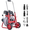 image:imageVEVOR Drain Cleaner Machine 75 FT x 38 Inch Auto Feed Sewer Snake Drain Auger on Wheels Portable Drain Cleaning Machine with 8 Cutters amp AirActivated Foot Switch for 2 to 4 Pipes100 FT x 38