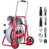 image:imageVEVOR Drain Cleaner Machine 75 FT x 38 Inch Auto Feed Sewer Snake Drain Auger on Wheels Portable Drain Cleaning Machine with 8 Cutters amp AirActivated Foot Switch for 2 to 4 Pipes75 FT x 12