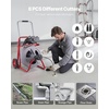 image:imageVEVOR Drain Cleaner Machine 75 FT x 38 Inch Auto Feed Sewer Snake Drain Auger on Wheels Portable Drain Cleaning Machine with 8 Cutters amp AirActivated Foot Switch for 2 to 4 Pipes100 FT x 12