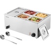 image:imageVEVOR Commercial Food Warmer 1500W Electric Stainless Steel Steam Food Warmer with Lid 6Pan Fast Heating Countertop Buffet Bain Marie with Soup amp Perforated Ladles for Catering Restaurant Party1x13Pan and 4x16Pan 24QT