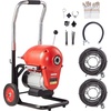 image:imageVEVOR Drain Cleaner Machine 120FT x 58 Inch 370W Electric Sewer Snake Auger Manual Feed  with 2 Sectional Steel Cables120 x 58 and 23 x 38 7 Cutters and CWCCW Control for 16 to 4 Pipes120Ft x 65Inch  6 Cutters