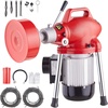 image:imageVEVOR Drain Cleaner Machine 120FT x 58 Inch 370W Electric Sewer Snake Auger Manual Feed  with 2 Sectional Steel Cables120 x 58 and 23 x 38 7 Cutters and CWCCW Control for 16 to 4 Pipes120Ft x 58Inch  7 Cutters
