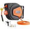image:imageVEVOR Retractable Air Hose Reel 14 Inch x 50 FT Hybrid Air Hose Max 300PSI Enclosed AirCompressor Hoses Reel Auto Rewind with 66 ft Lead in amp Blow Gun 180 Swivel CeilingWall Mount14IN x 50FT