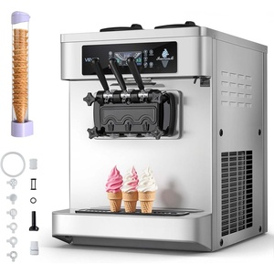 image:imageVEVOR Commercial Ice Cream Machine 21 QTH Yield Soft Serve Ice Cream MakerCountertop 3 Flavors Flagship Model2026