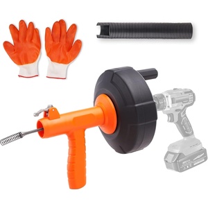image:imageVEVOR Drain Auger 25Ft Plumbing Snake Auto Feed Plumbers Snake with Drill Attachment Pipe Snake Drain Clog Remover for Kitchen Bathroom Shower Sink with Protective Hose and GlovesAutoFeed