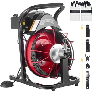 image:imageVEVOR Drain Cleaner Machine 100FT x 38 Inch Auto Feed Sewer Snake Auger on Wheels 370W Portable Drain Cleaning Machine with 8 Cutters amp Airactivated Foot Switch for 2 to 4 Pipes50 FT x 516