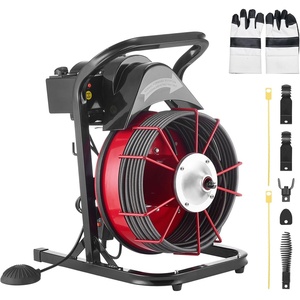 image:imageVEVOR Drain Cleaner Machine 100FT x 38 Inch Auto Feed Sewer Snake Auger on Wheels 370W Portable Drain Cleaning Machine with 8 Cutters amp Airactivated Foot Switch for 2 to 4 Pipes75 FT x 38