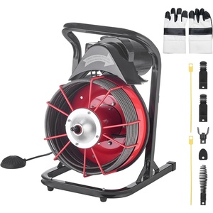 image:imageVEVOR Drain Cleaner Machine 100FT x 38 Inch Auto Feed Sewer Snake Auger on Wheels 370W Portable Drain Cleaning Machine with 8 Cutters amp Airactivated Foot Switch for 2 to 4 Pipes50 FT x 12