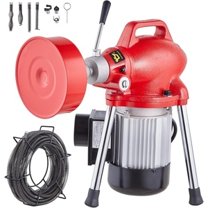 image:imageVEVOR Drain Cleaner Machine 120FT x 58 Inch 370W Electric Sewer Snake Auger Manual Feed  with 2 Sectional Steel Cables120 x 58 and 23 x 38 7 Cutters and CWCCW Control for 16 to 4 Pipes66Ft x 58Inch  7 Cutters