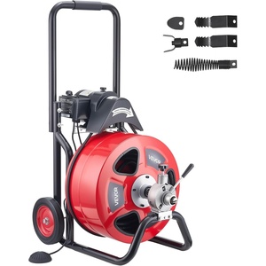 image:imageVEVOR Drain Cleaner Machine 50 FT x 38 Inch Auto Feed Sewer Snake Auger on Wheels Portable Drain Cleaning Machine with 4 Cutters amp Airactivated Foot Switch for 2 to 4 Pipes100 FT x 34