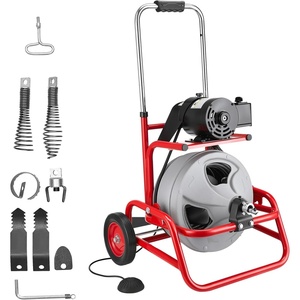 image:imageVEVOR Drain Cleaner Machine 75 FT x 12 Inch Sewer Snake Auger on Wheels Manual Feed Drain Cleaning Machine with Adjustable Drum Angle 6 Cutters amp Airactivated Foot Switch for 2 to 6 Pipes75 FT x 38 with Adjustable Drum Angle