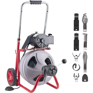 image:imageVEVOR Drain Cleaner Machine 75 FT x 38 Inch Auto Feed Sewer Snake Drain Auger on Wheels Portable Drain Cleaning Machine with 8 Cutters amp AirActivated Foot Switch for 2 to 4 Pipes75 FT x 38