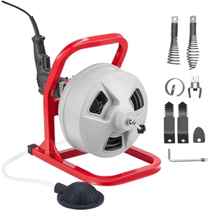 image:imageVEVOR Drain Cleaner Machine 75 FT x 38 Inch Sewer Snake Auger Manual Feed on Wheels Portable Drain Cleaning Machine with 6 Cutters amp Airactivated Foot Switch for 2 to 4 Pipes50 FT x 516