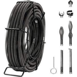 image:imageVEVOR Drain Cleaning Cable 100 FT x 58 Inch Professional Sectional Drain Cleaner Cable with 7 Cutters for 08 to 39 Pipes for Hollow Core Sewer Cleaner Auger Sink Toilet66FT x 58Inch