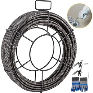 image:imageVEVOR Drain Cleaning Cable 75ft x 38 inch Solid Core Cable Sewer Cable Drain Auger Cable Cleaner Snake Clog Pipe Drain Cleaning Cable WFour Shapes of Cutters75Ft x 12Inch