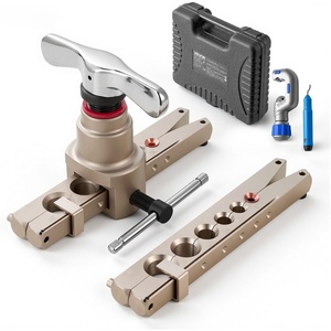 image:imageVEVOR Flaring Tool HVAC 45 Eccentric Single Flaring Tool for 1434 amp 619mm Copper Aluminum Tubes  with Metric amp SAE Clamps Tube Cutter amp Toolbox for Refrigeration Air Conditioner RepairSAE  Metric Sizes