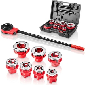 image:imageVEVOR Ratchet Pipe Threader Kit with 4 Dies 12 NPT 34 NPT 1 NPT 114 NPT Manual Ratcheting Pipe Threading Tool Portable Pipes Threader Set with Toolbox for Plumbing Installation amp Repair38  2