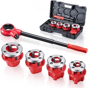 image:imageVEVOR Ratchet Pipe Threader Kit with 4 Dies 12 NPT 34 NPT 1 NPT 114 NPT Manual Ratcheting Pipe Threading Tool Portable Pipes Threader Set with Toolbox for Plumbing Installation amp Repair12  114