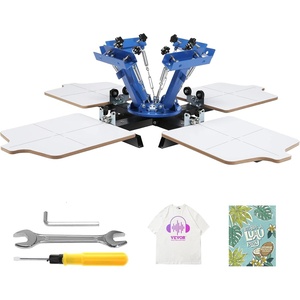 image:imageVEVOR Screen Printing Machine 4 Color 4 Station 360 Rotable Silk Screen Printing Press 212x177in  54x45cm Screen Printer Machine DoubleLayer Positioning Pallet for TShirt DIY Printing