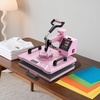 image:imageVEVOR 8 in 1 Heat Press Machine Combo with 30 OZ Tumbler Press amp Hat Press 12x15 inch Heat Press for TShirts Hats Caps Tumblers Glass Cans Mugs and Plates Pink8in1Pink