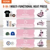 image:imageVEVOR 8 in 1 Heat Press Machine Combo with 30 OZ Tumbler Press amp Hat Press 12x15 inch Heat Press for TShirts Hats Caps Tumblers Glass Cans Mugs and Plates Pink8in1Pink