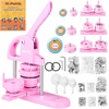 image:imageVEVOR Button Maker Machine 1125225 inch253258mm Pin Maker BulePink 3 in 1  100 pcs