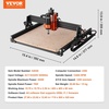image:imageVEVOR CNC Router Machine 300W 3 Axis GRBL Control Wood Engraving Carving Milling Machine Kit 400 x 400 x 75 mm  157 x 157 x 295 in Working Area 1200 RPM for Wood Acrylic MDF PVC Plastic Foam300W
