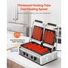 image:imageVEVOR Commercial Panini Grill 3600W Electric Sandwich Panini Maker Stainless Steel Double Sandwichs Press with Handle and Temp Control 19x9 in Full Grooved Enamel Plate for Hamburger Steak Bacon