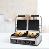 image:imageVEVOR Commercial Panini Grill 3600W Electric Sandwich Panini Maker Stainless Steel Double Sandwichs Press with Handle and Temp Control 19x9 in Full Grooved Enamel Plate for Hamburger Steak Bacon