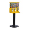 image:imageVEVOR Commercial Vending Machine Triple Compartment Candy Dispenser with Iron Stand Gumball and Candy Machine for Business Coin Operated Gumball Bank for Toy Capsules Bouncy Balls Candy Nut BlackYellow