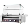 image:imageVEVOR Hot Dog Roller 12 Hot Dog 5 Rollers Stainless Steel Sausage Grill Cooker 750W Commercial Hot Dog Machine with Dual Temp Control Cover Side Storage Box Removable Shelf amp Oil Drip Tray5 RollersCover