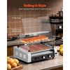 image:imageVEVOR Hot Dog Roller 12 Hot Dog 5 Rollers Stainless Steel Sausage Grill Cooker 750W Commercial Hot Dog Machine with Dual Temp Control Cover Side Storage Box Removable Shelf amp Oil Drip Tray11 RollersCover