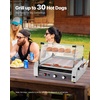 image:imageVEVOR Hot Dog Roller 12 Hot Dog 5 Rollers Stainless Steel Sausage Grill Cooker 750W Commercial Hot Dog Machine with Dual Temp Control Cover Side Storage Box Removable Shelf amp Oil Drip Tray11 RollersCover
