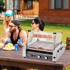 image:imageVEVOR Hot Dog Roller 12 Hot Dog 5 Rollers Stainless Steel Sausage Grill Cooker 750W Commercial Hot Dog Machine with Dual Temp Control Cover Side Storage Box Removable Shelf amp Oil Drip Tray11 RollersCover