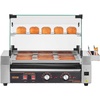 image:imageVEVOR Hot Dog Roller 12 Hot Dog 5 Rollers Stainless Steel Sausage Grill Cooker 750W Commercial Hot Dog Machine with Dual Temp Control Cover Side Storage Box Removable Shelf amp Oil Drip Tray7 RollersCover