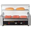 image:imageVEVOR Hot Dog Roller 7 Rollers 18 Hot Dogs Capacity 1050W Stainless Sausage Grill Cooker Machine with Dual Temp Control Glass Hood Acrylic Cover Bun Warmer Shelf Removable Oil Drip Tray ETL Certified5 RollersCover