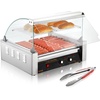 image:imageVEVOR Hot Dog Roller 7 Rollers 18 Hot Dogs Capacity 1050W Stainless Sausage Grill Cooker Machine with Dual Temp Control Glass Hood Acrylic Cover Bun Warmer Shelf Removable Oil Drip Tray ETL Certified11 Roller