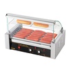 image:imageVEVOR Hot Dog Roller 7 Rollers 18 Hot Dogs Capacity 1050W Stainless Sausage Grill Cooker Machine with Dual Temp Control Glass Hood Acrylic Cover Bun Warmer Shelf Removable Oil Drip Tray ETL Certified7 RollersCover