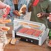 image:imageVEVOR Hot Dog Roller 7 Rollers 18 Hot Dogs Capacity 1050W Stainless Sausage Grill Cooker Machine with Dual Temp Control Glass Hood Acrylic Cover Bun Warmer Shelf Removable Oil Drip Tray ETL Certified7 RollersCover