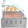 image:imageVEVOR Hot Dog Roller 7 Rollers 18 Hot Dogs Capacity 1050W Stainless Sausage Grill Cooker Machine with Dual Temp Control Glass Hood Acrylic Cover Bun Warmer Shelf Removable Oil Drip Tray ETL Certified11 Roller