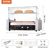 image:imageVEVOR Hot Dog Roller 7 Rollers 18 Hot Dogs Capacity 1050W Stainless Sausage Grill Cooker Machine with Dual Temp Control Glass Hood Acrylic Cover Bun Warmer Shelf Removable Oil Drip Tray ETL Certified7 RollersCover
