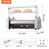 image:imageVEVOR Hot Dog Roller 7 Rollers 18 Hot Dogs Capacity 1050W Stainless Sausage Grill Cooker Machine with Dual Temp Control Glass Hood Acrylic Cover Bun Warmer Shelf Removable Oil Drip Tray ETL Certified5 RollersCover