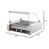 image:imageVEVOR Hot Dog Roller 7 Rollers 18 Hot Dogs Capacity 1050W Stainless Sausage Grill Cooker Machine with Dual Temp Control Glass Hood Acrylic Cover Bun Warmer Shelf Removable Oil Drip Tray ETL Certified11 Roller