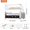 image:imageVEVOR Hot Dog Roller 7 Rollers 18 Hot Dogs Capacity 1050W Stainless Sausage Grill Cooker Machine with Dual Temp Control Glass Hood Acrylic Cover Bun Warmer Shelf Removable Oil Drip Tray ETL Certified11 Roller