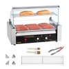image:imageVEVOR Hot Dog Roller 7 Rollers 18 Hot Dogs Capacity 1050W Stainless Sausage Grill Cooker Machine with Dual Temp Control Glass Hood Acrylic Cover Bun Warmer Shelf Removable Oil Drip Tray ETL Certified7 RollersCover
